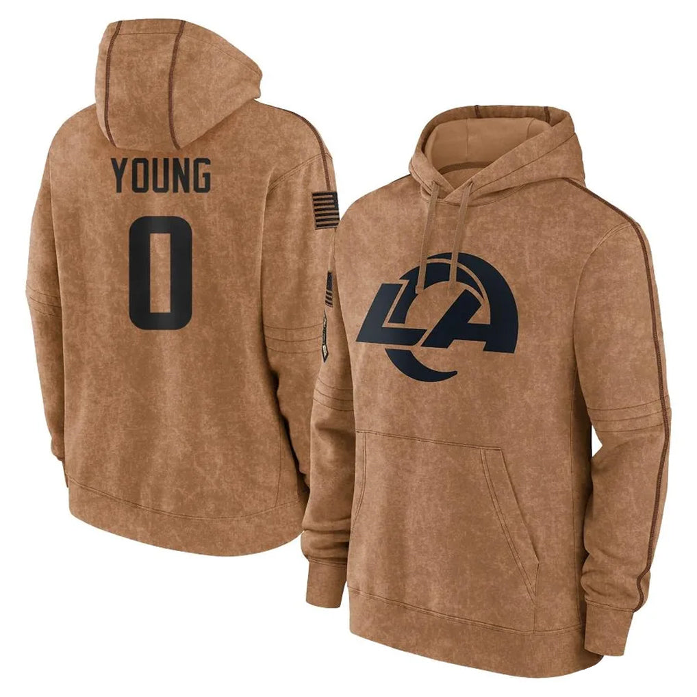 TRASK LA.Rams #0 Byron Young Player Brown Salute to Service Hoodies Limited Game Stitched Jerseys
