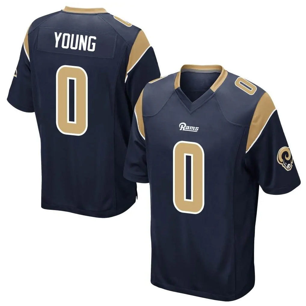 TRASK LA.Rams #0 Byron Young Player Navy Home Game Stitched Jerseys