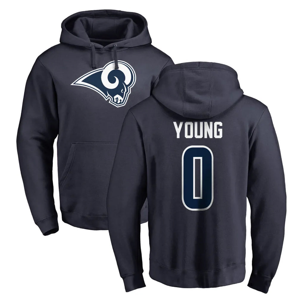 TRASK LA.Rams #0 Byron Young Player Navy Pullover Hoodie Limited Game Stitched Jerseys