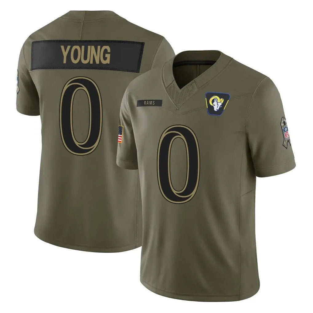 TRASK LA.Rams #0 Byron Young Player Olive 2025 Salute To Service Limited Game Stitched Jerseys