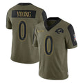 TRASK LA.Rams #0 Byron Young Player Olive Salute To Service Limited Game Stitched Jerseys