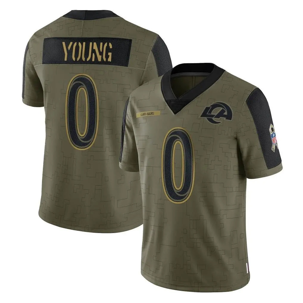 TRASK LA.Rams #0 Byron Young Player Olive Salute To Service Limited Game Stitched Jerseys