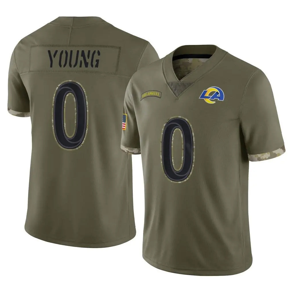 TRASK LA.Rams #0 Byron Young Player Olive Salute To Service Limited Stitched Jerseys