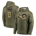 TRASK LA.Rams #0 Byron Young Player Olive Salute to Service Pullover Hoodies Home Game Stitched Jerseys