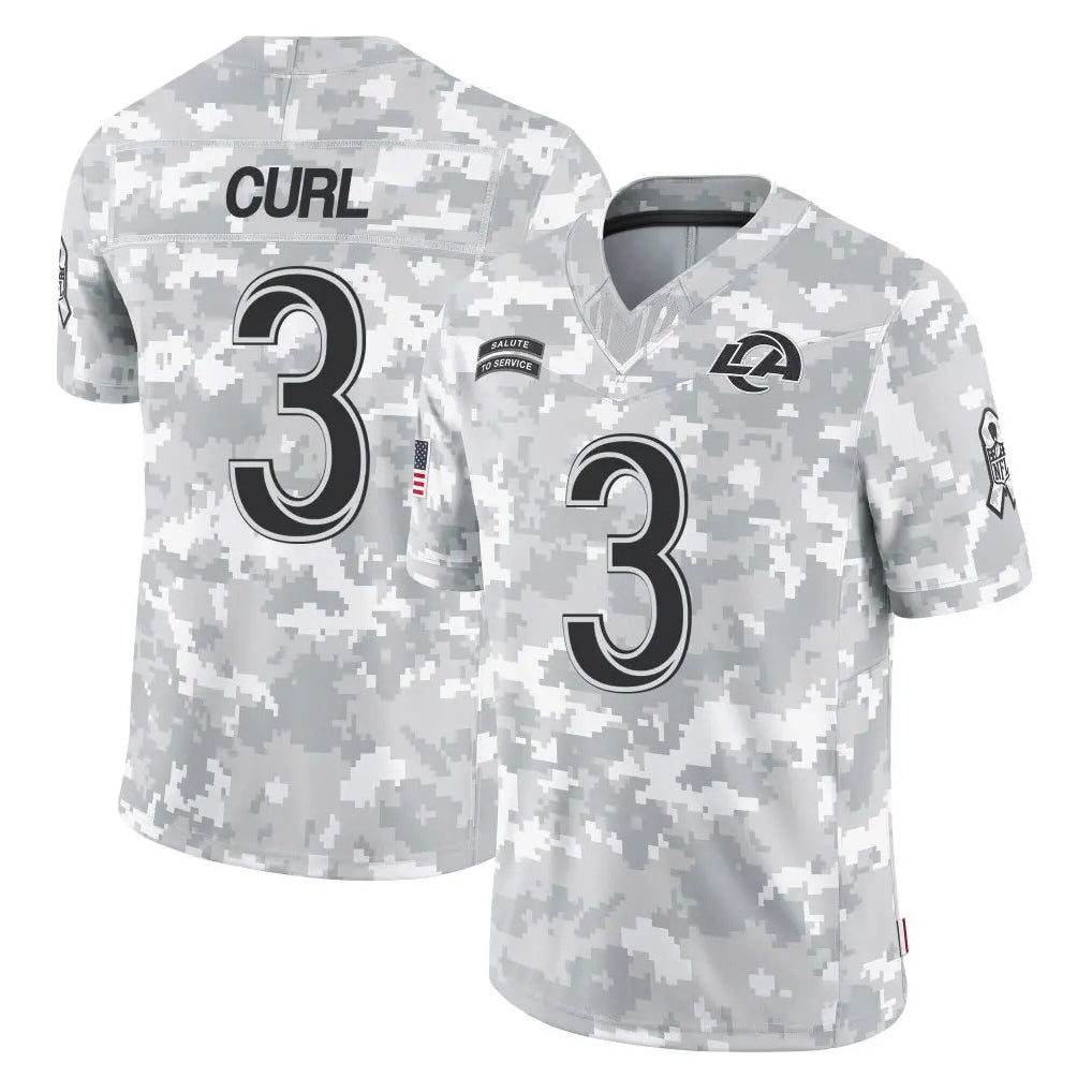 TRASK LA.Rams #3 Kam Curl Player Arctic Camo Salute To Service Limited Game Stitched Jerseys