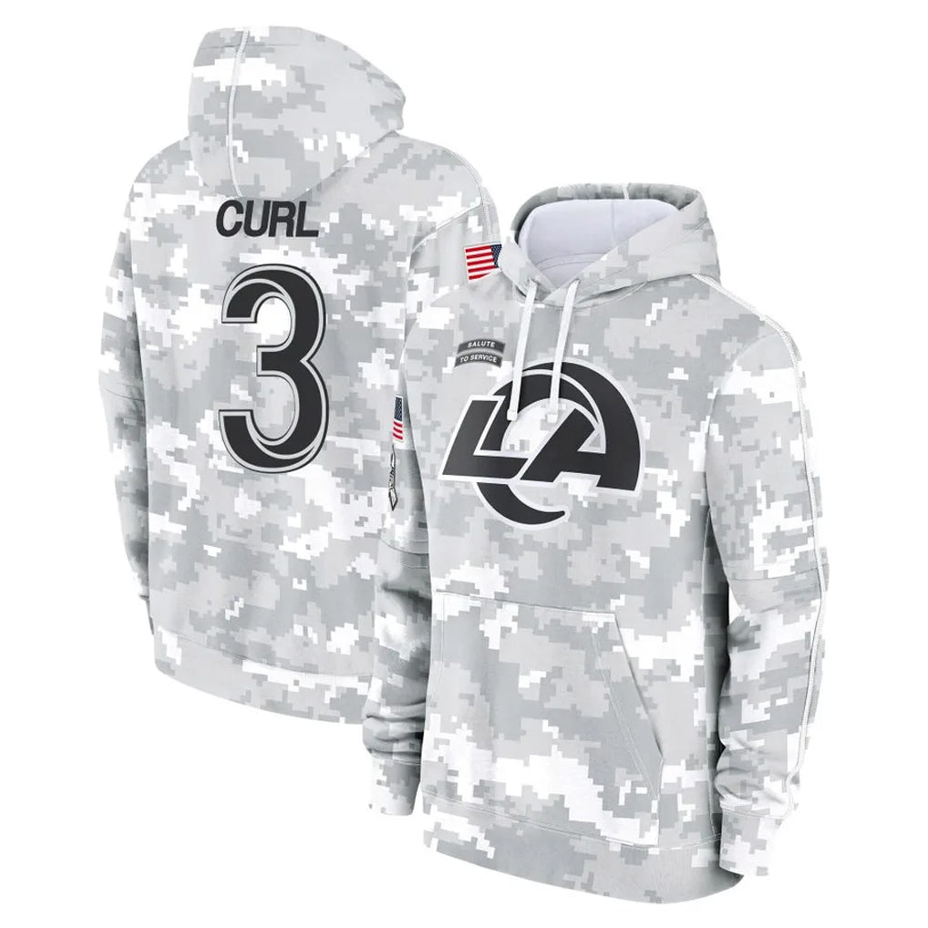 TRASK LA.Rams #3 Kam Curl Player Arctic Camo Salute to Service Hoodies Limited Game Stitched Jerseys
