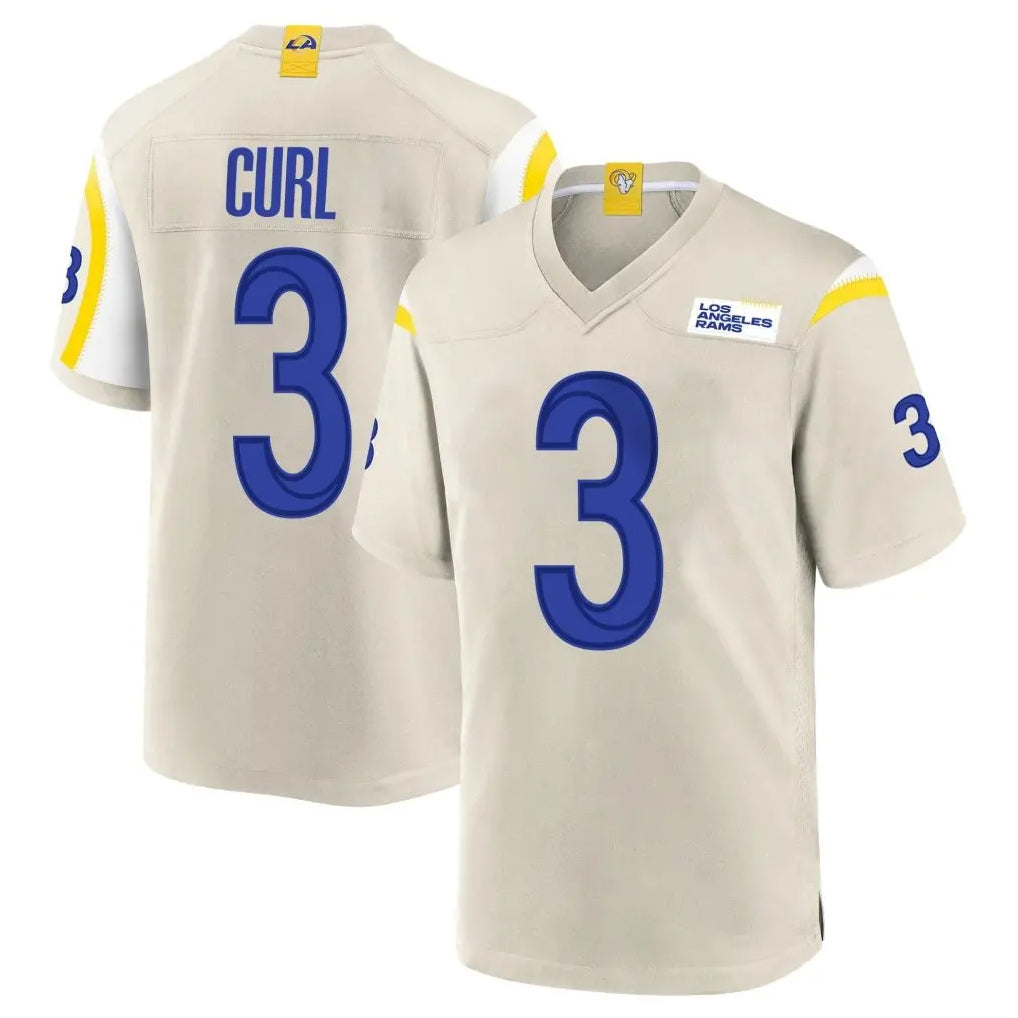 TRASK LA.Rams #3 Kam Curl Player Bone Home Game Stitched Jerseys