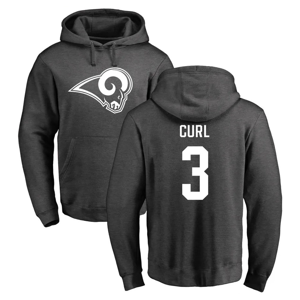 TRASK LA.Rams #3 Kam Curl Player Gray Pullover Hoodie Limited Game Stitched Jerseys