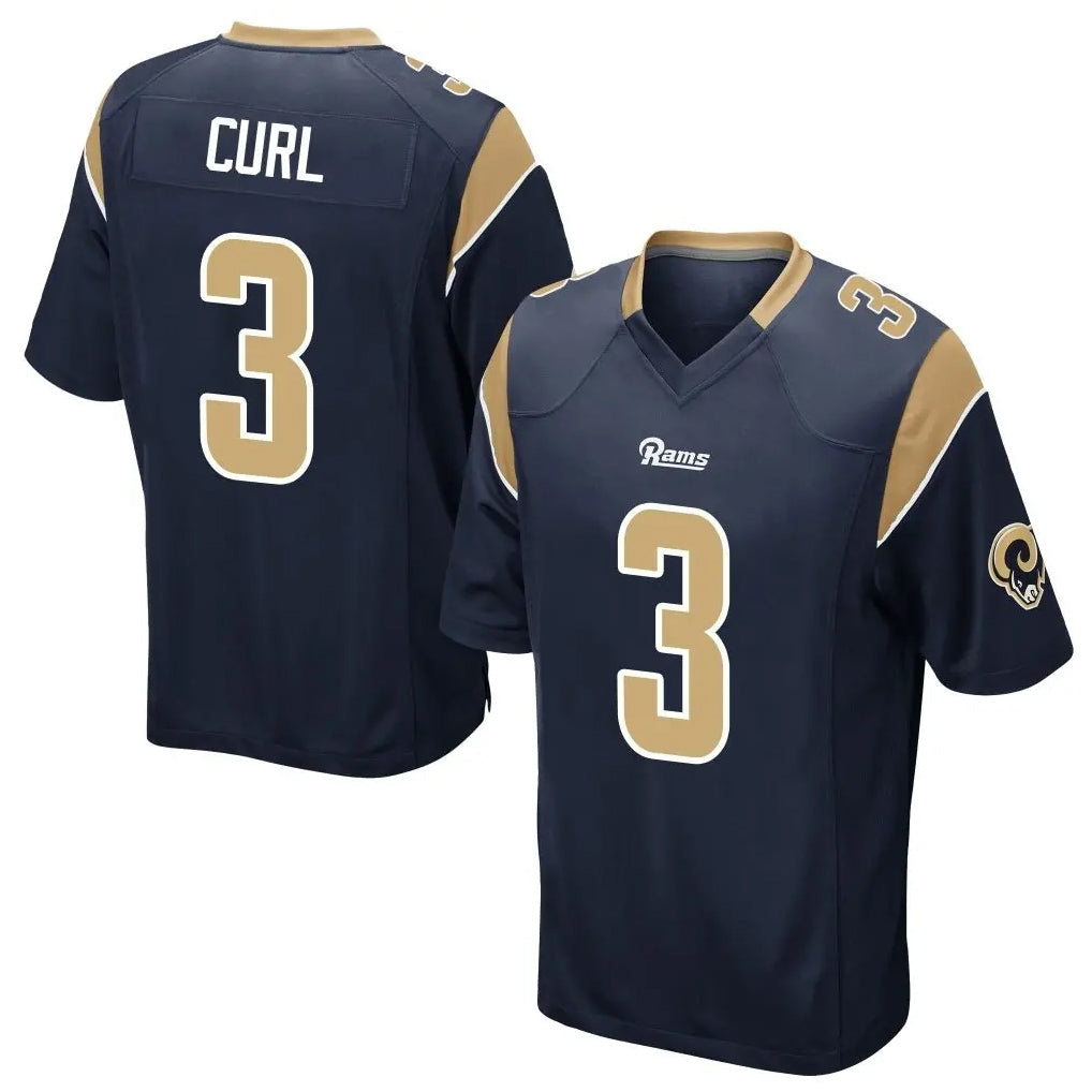 TRASK LA.Rams #3 Kam Curl Player Navy Home Game Stitched Jerseys