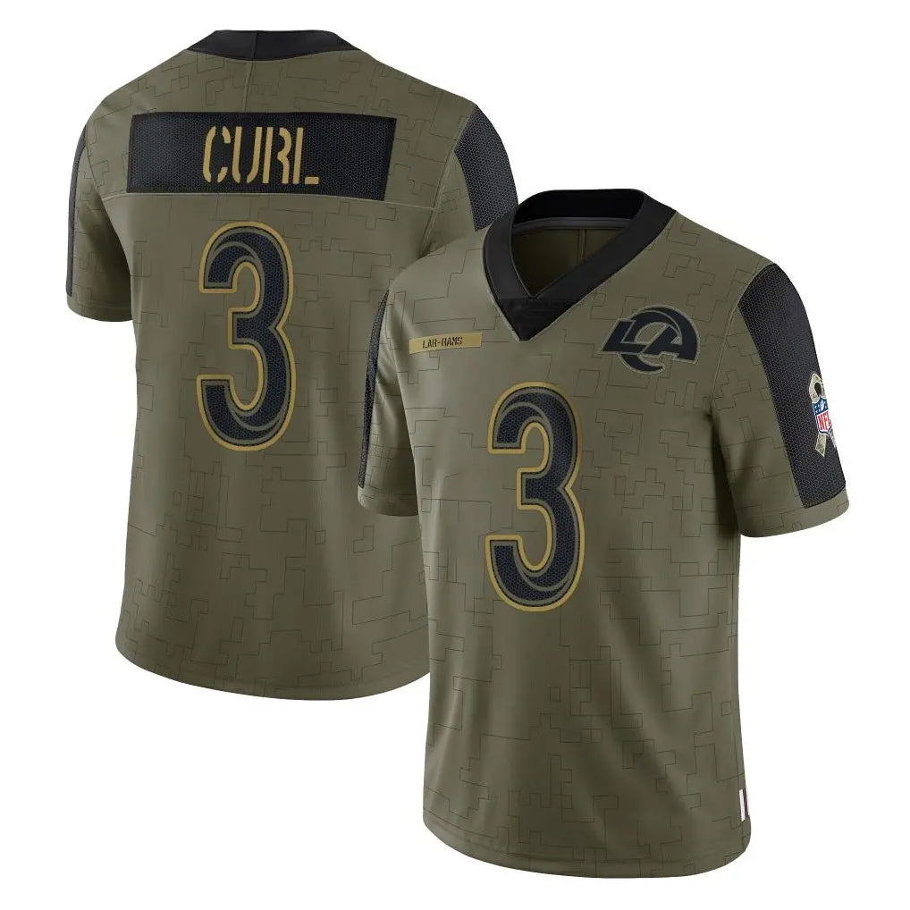 TRASK LA.Rams #3 Kam Curl Player Olive Salute To Service Limited Game Stitched Jerseys