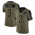 TRASK LA.Rams #3 Kam Curl Player Olive Salute To Service Limited Game Stitched Jerseys