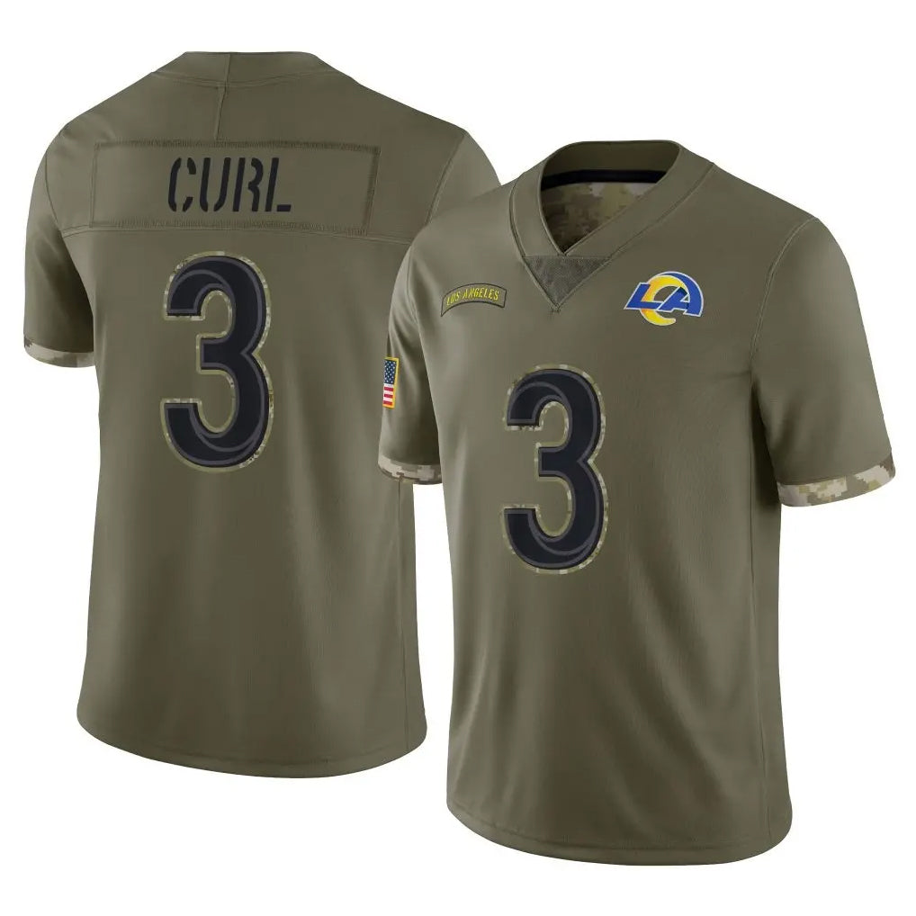 TRASK LA.Rams #3 Kam Curl Player Olive Salute To Service Limited Stitched Jerseys