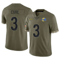 TRASK LA.Rams #3 Kam Curl Player Olive Salute To Service Limited Stitched Jerseys