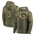 TRASK LA.Rams #3 Kam Curl Player Olive Salute to Service Pullover Hoodies Home Game Stitched Jerseys