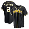 TRASK M.Brewers #2 Brice Turang Player Black Fashion Out Home Game Stitched Jerseys
