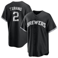 TRASK M.Brewers #2 Brice Turang Player Black Game Home Stitched Jerseys