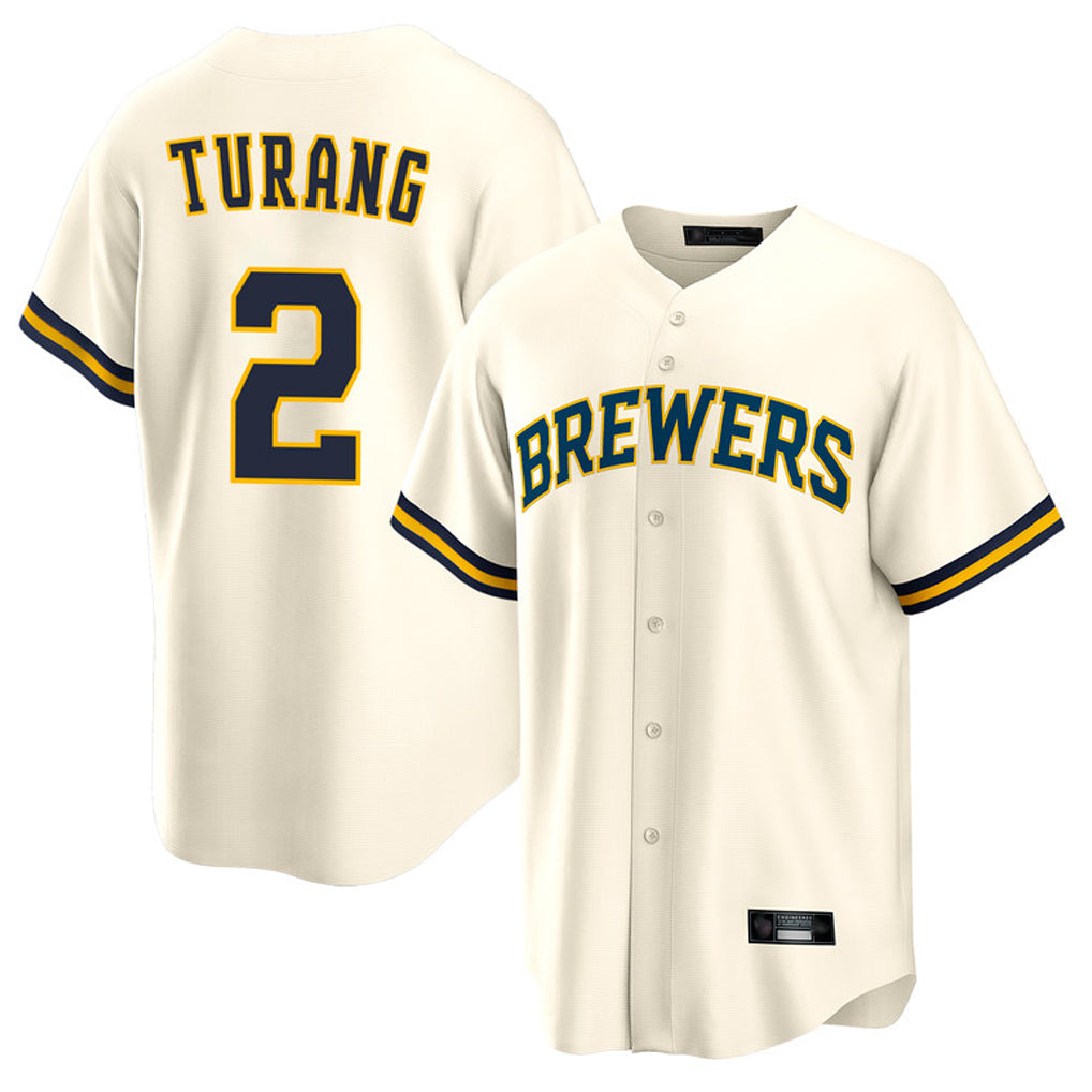 TRASK M.Brewers #2 Brice Turang Player Cream Home Game Stitched Jerseys
