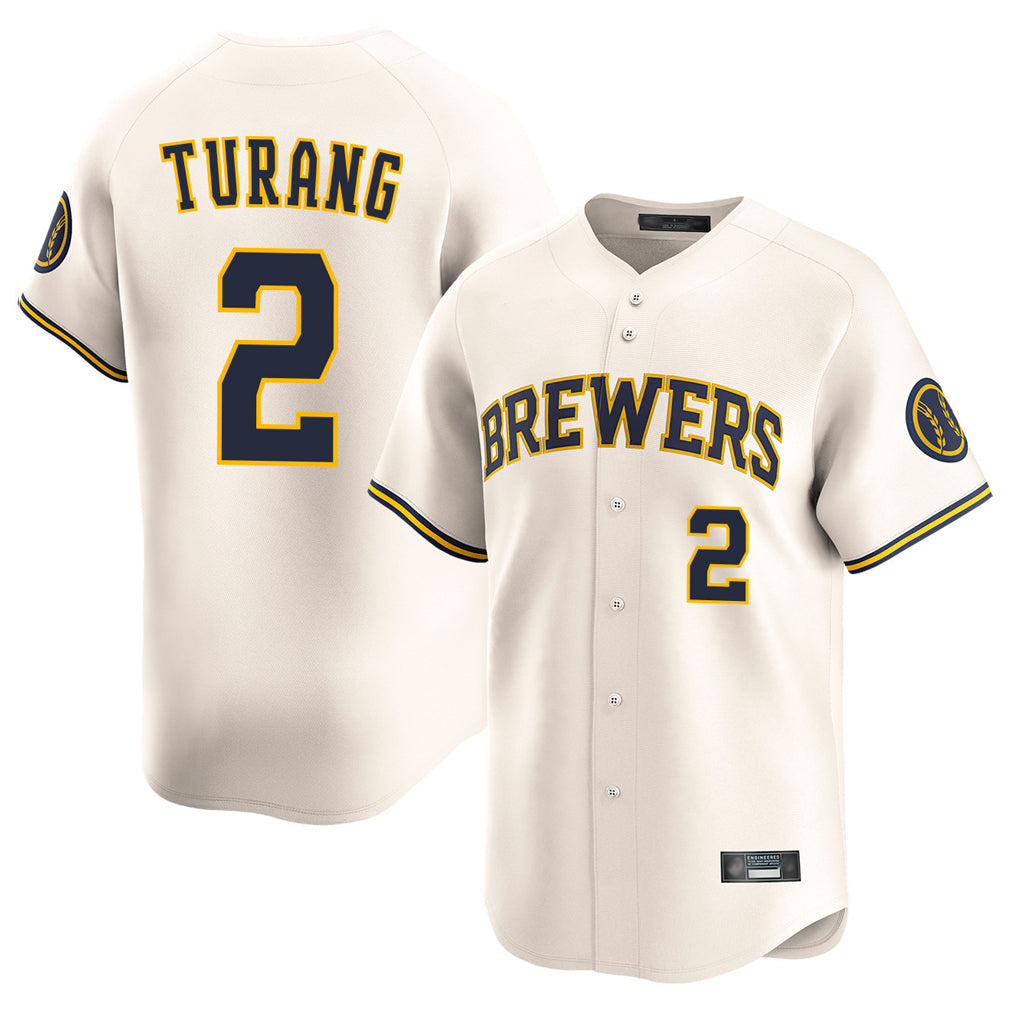 TRASK M.Brewers #2 Brice Turang Player Cream Home Limited Game Stitched Jerseys