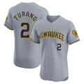 TRASK M.Brewers #2 Brice Turang Player Gray Home Limited Elite Stitched Jerseys
