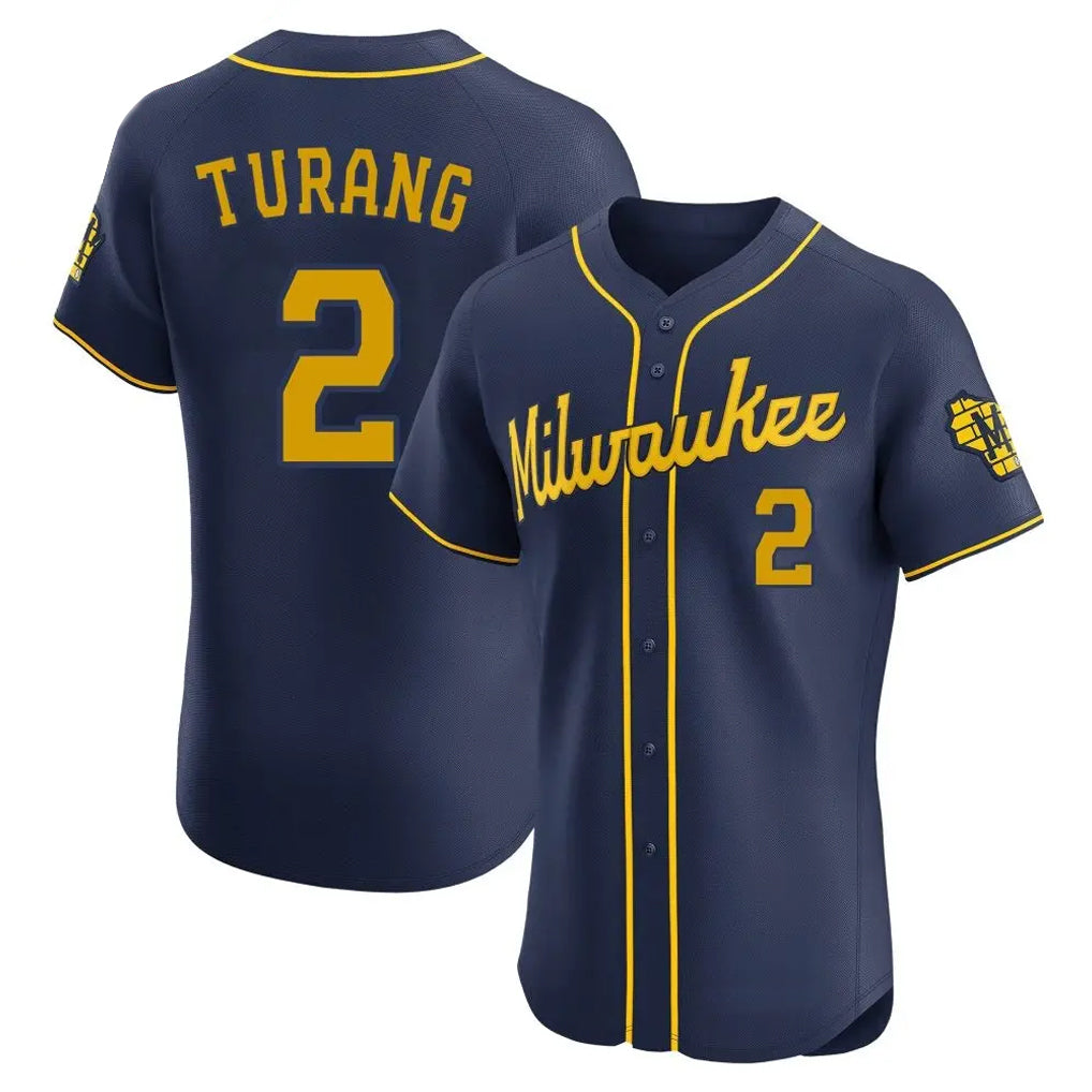 TRASK M.Brewers #2 Brice Turang Player Navy Home Limited Elite Stitched Jerseys
