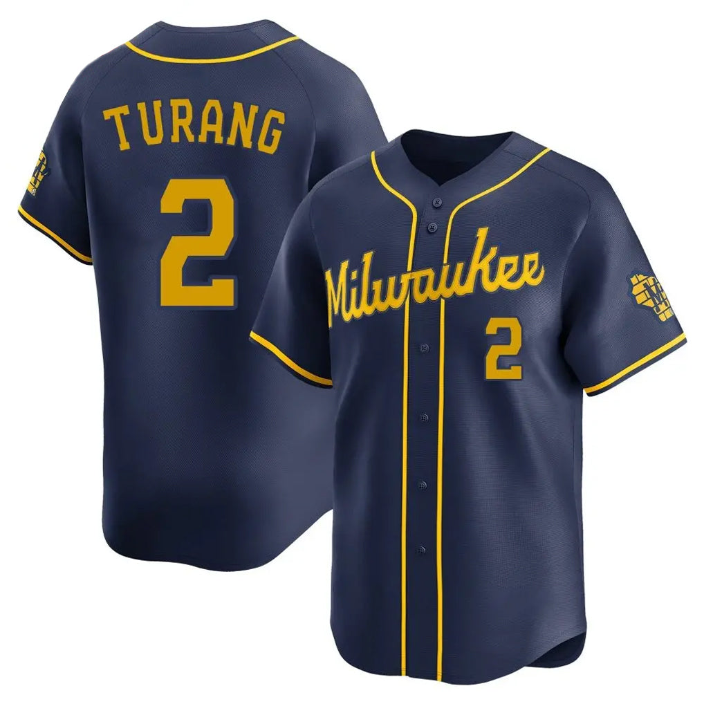 TRASK M.Brewers #2 Brice Turang Player Navy Home Limited Stitched Jerseys