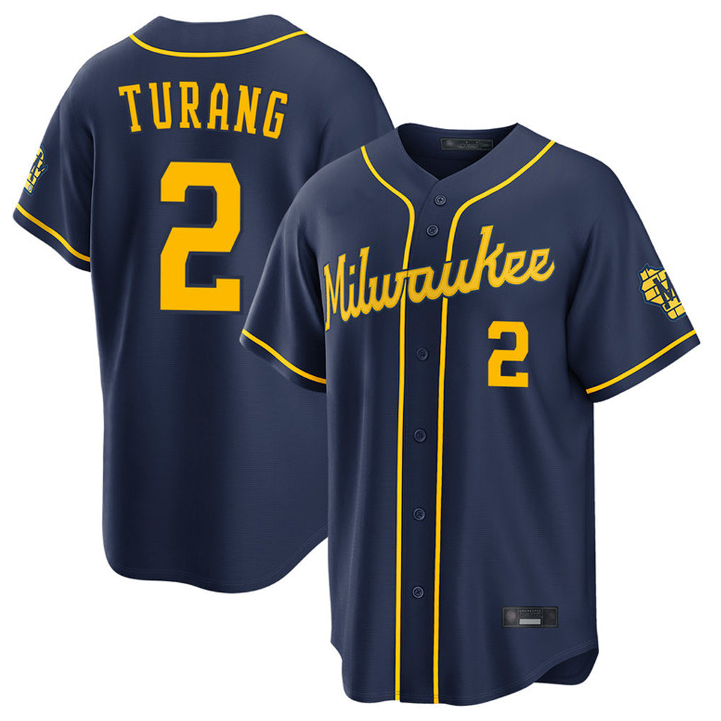 TRASK M.Brewers #2 Brice Turang Player Navy Home Stadium Game Stitched Jerseys