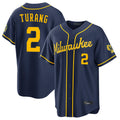 TRASK M.Brewers #2 Brice Turang Player Navy Home Stadium Game Stitched Jerseys