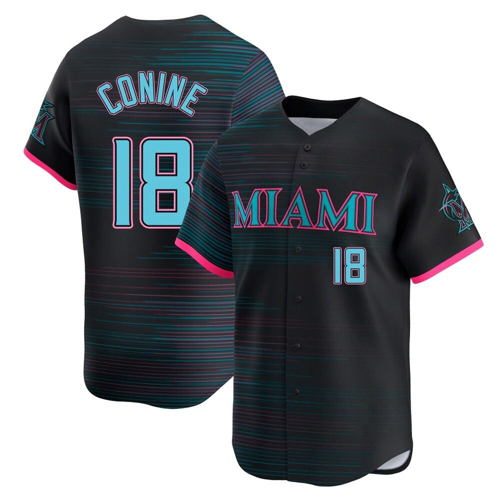 TRASK M.Marlins #18 Griffin Conine Player Black City Connect Home Limited Stitched Jerseys
