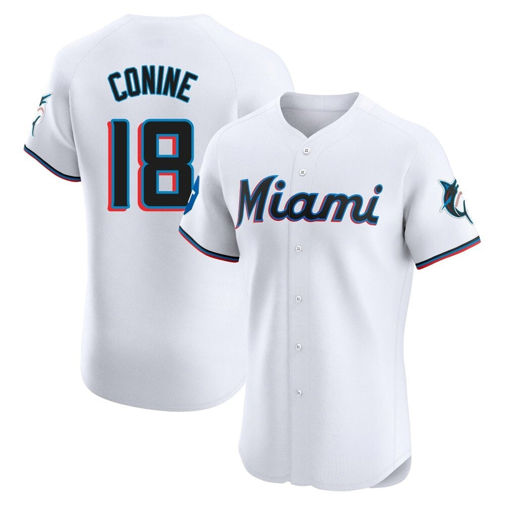 TRASK M.Marlins #18 Griffin Conine Player White Home Limited Elite Stitched Jerseys
