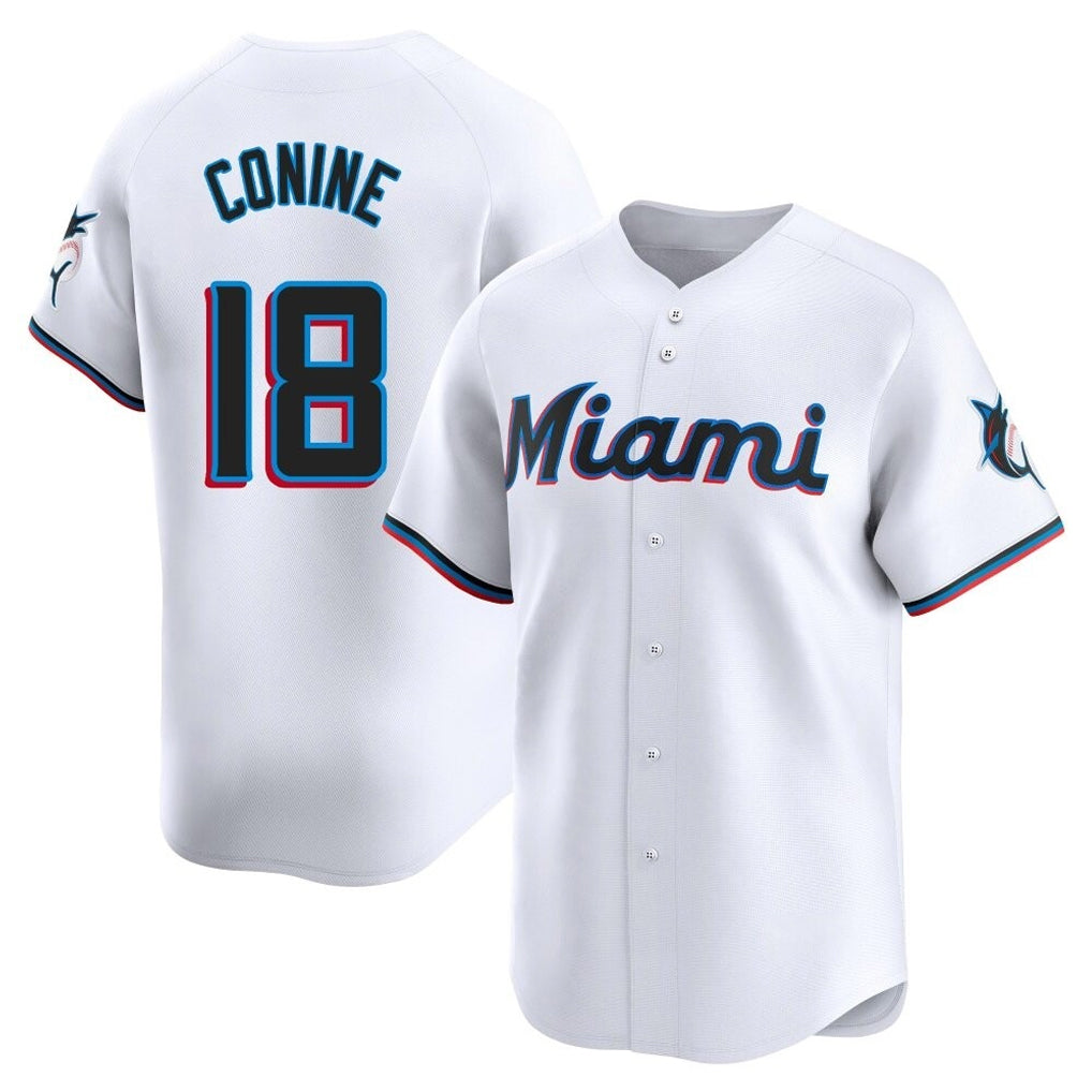 TRASK M.Marlins #18 Griffin Conine Player White Home Limited Stitched Jerseys