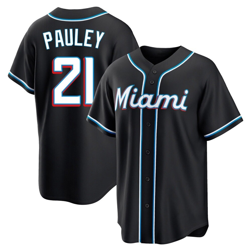 TRASK M.Marlins #21 Graham Pauley Player Black Fashion Out Home Game Stitched Jerseys