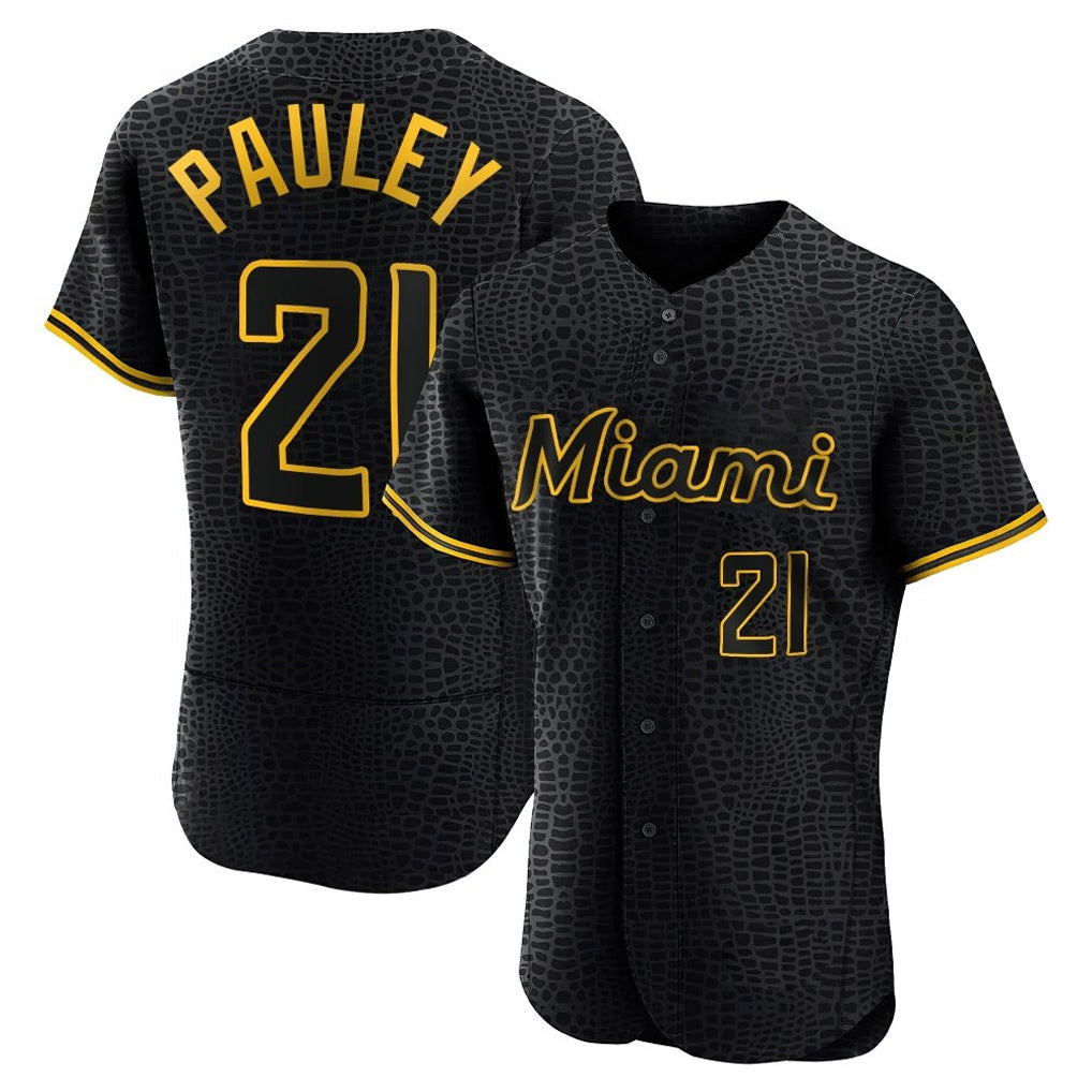 TRASK M.Marlins #21 Graham Pauley Player Black Snake Skin City Home Limited Elite Stitched Jerseys