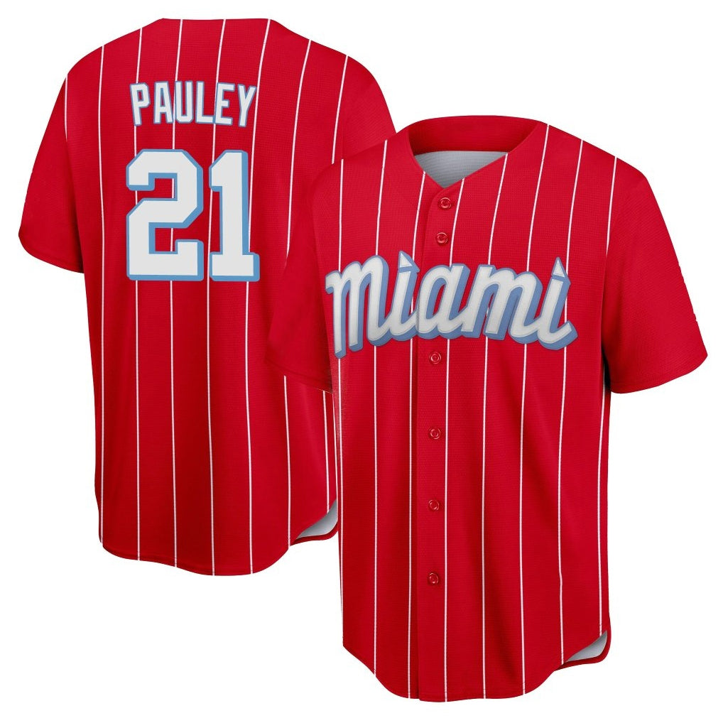 TRASK M.Marlins #21 Graham Pauley Player Red City Connect Home Game Stitched Jerseys