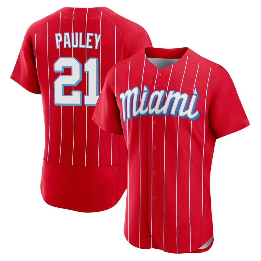 TRASK M.Marlins #21 Graham Pauley Player Red City Connect Home Limited Elite Stitched Jerseys