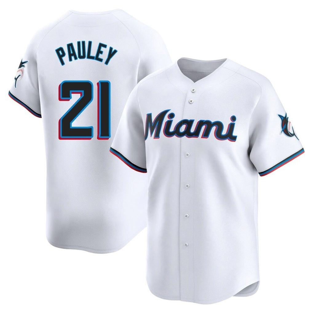 TRASK M.Marlins #21 Graham Pauley Player White  Home Limited Stitched Jerseys