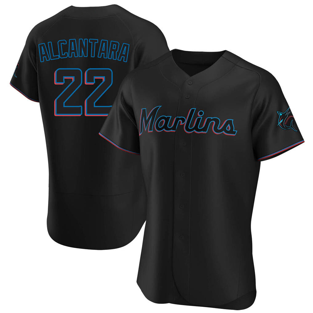 TRASK M.Marlins #22 Sandy Alcantara Player Black Home Limited Elite Stitched Jerseys