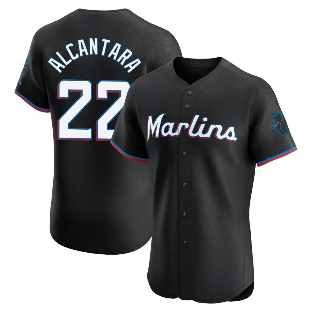 TRASK M.Marlins #22 Sandy Alcantara Player Black Vapor Home Limited Elite Stitched Jerseys