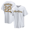 TRASK M.Marlins #22 Sandy Alcantara Player Gold Home Game Stitched Jerseys