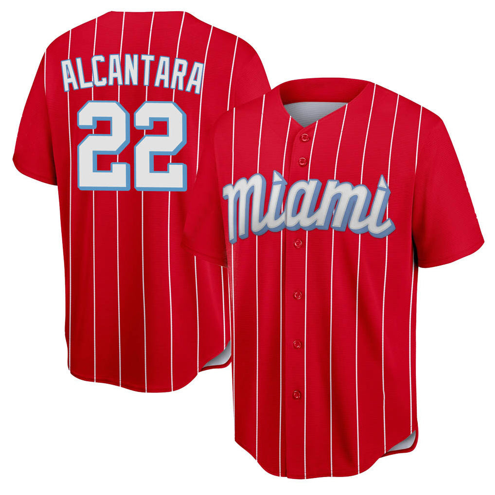 TRASK M.Marlins #22 Sandy Alcantara Player Red City Connect Home Game Stitched Jerseys