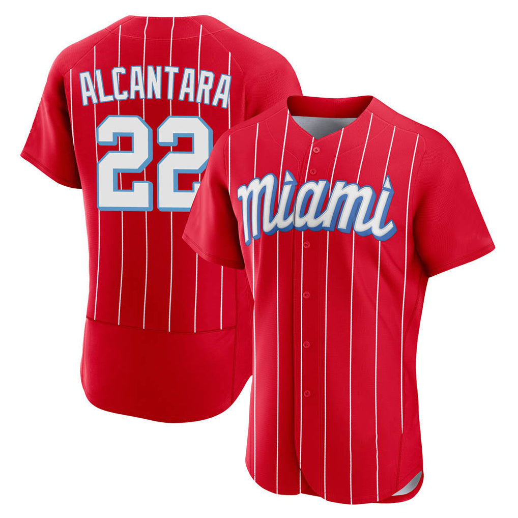 TRASK M.Marlins #22 Sandy Alcantara Player Red City Connect Home Limited Elite Stitched Jerseys