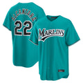TRASK M.Marlins #22 Sandy Alcantara Player Teal  Home Game Stitched Jerseys
