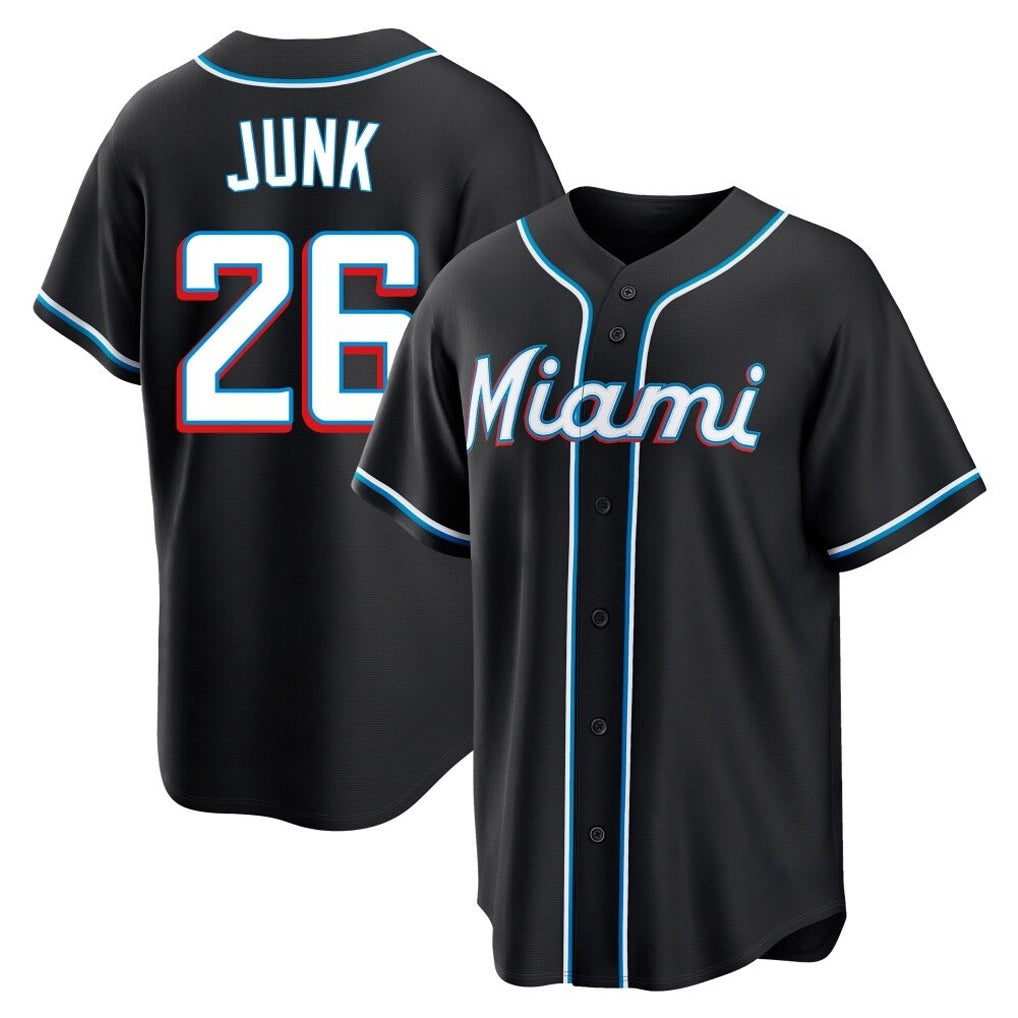 TRASK M.Marlins #26 Janson Junk Player Black Fashion Out Home Game Stitched Jerseys