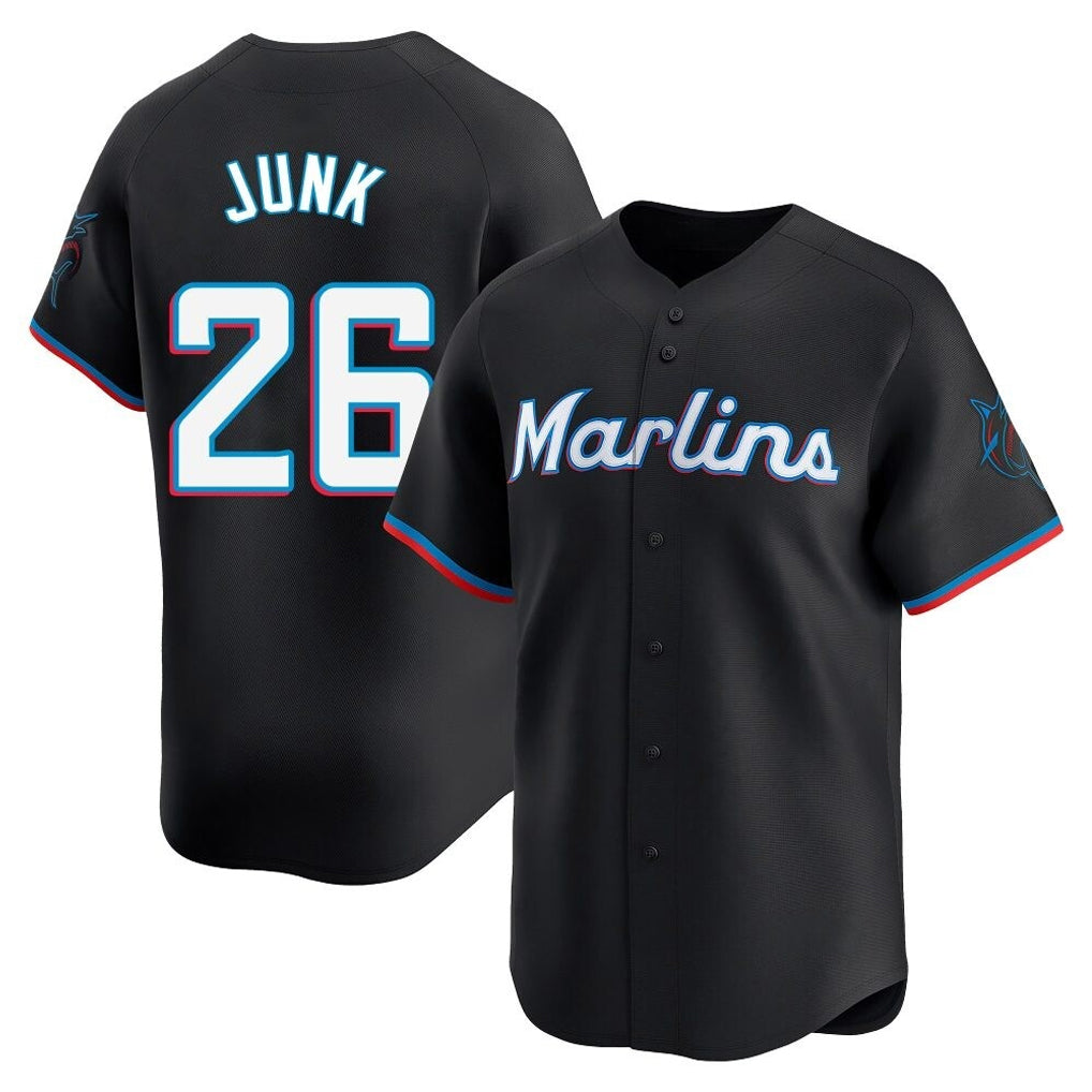 TRASK M.Marlins #26 Janson Junk Player Black Home Limited Stitched Jerseys