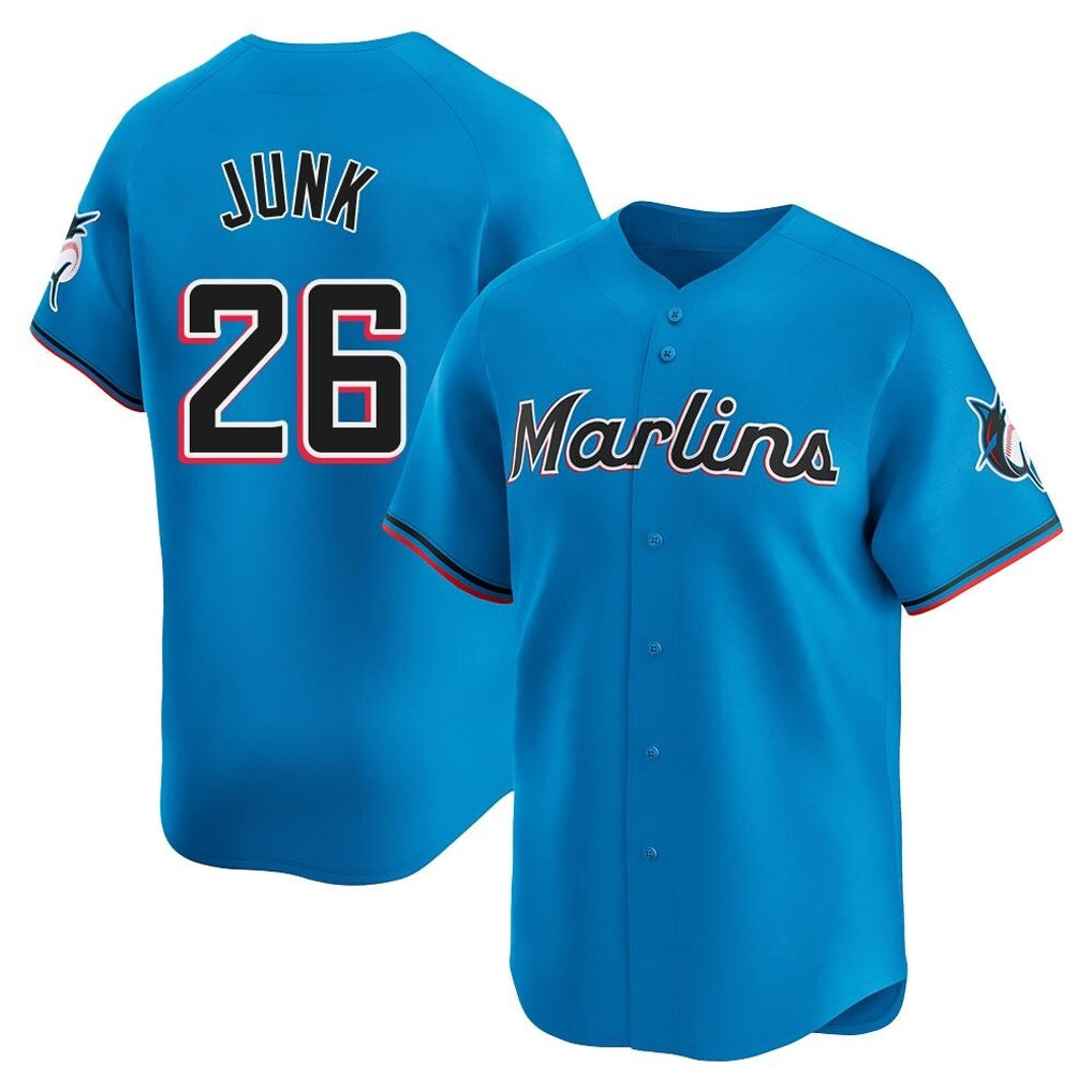 TRASK M.Marlins #26 Janson Junk Player Blue Home Limited Stitched Jerseys