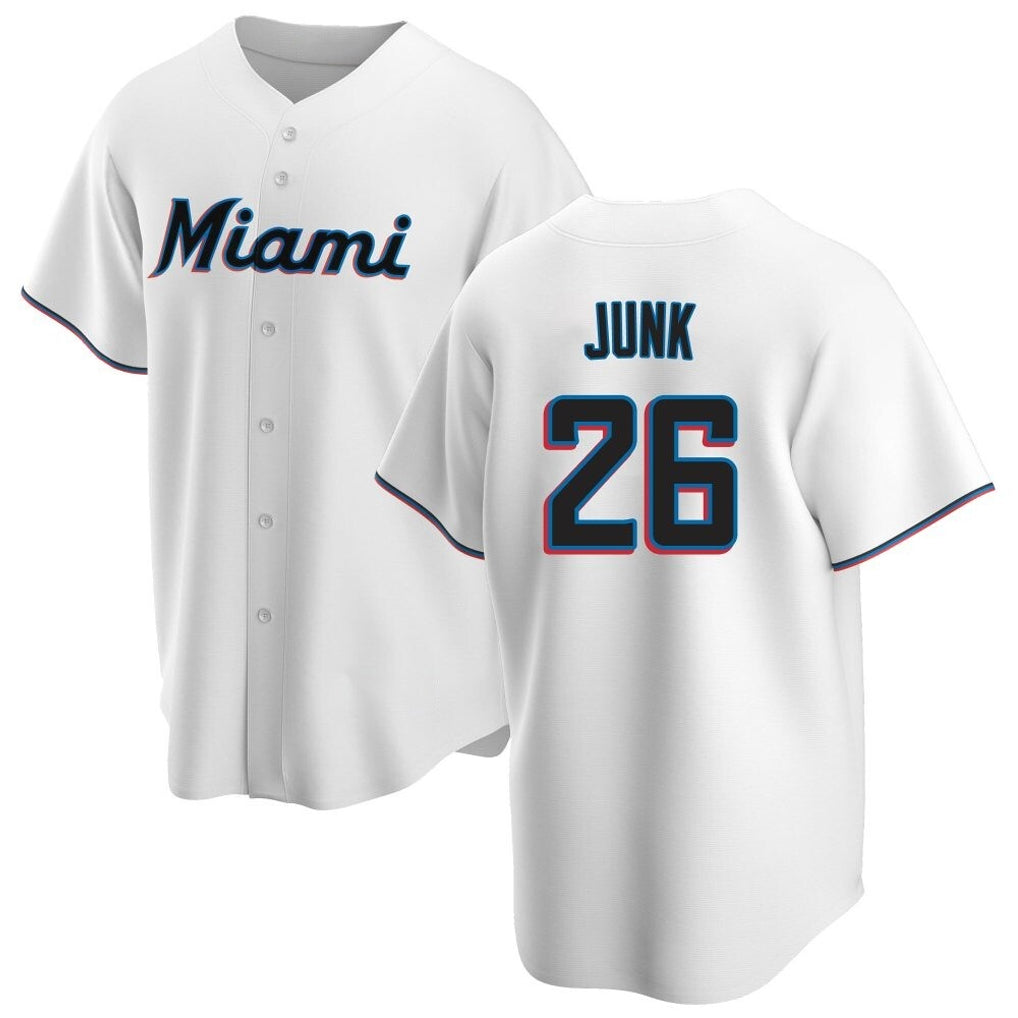 TRASK M.Marlins #26 Janson Junk Player White  Home Game Stitched Jerseys