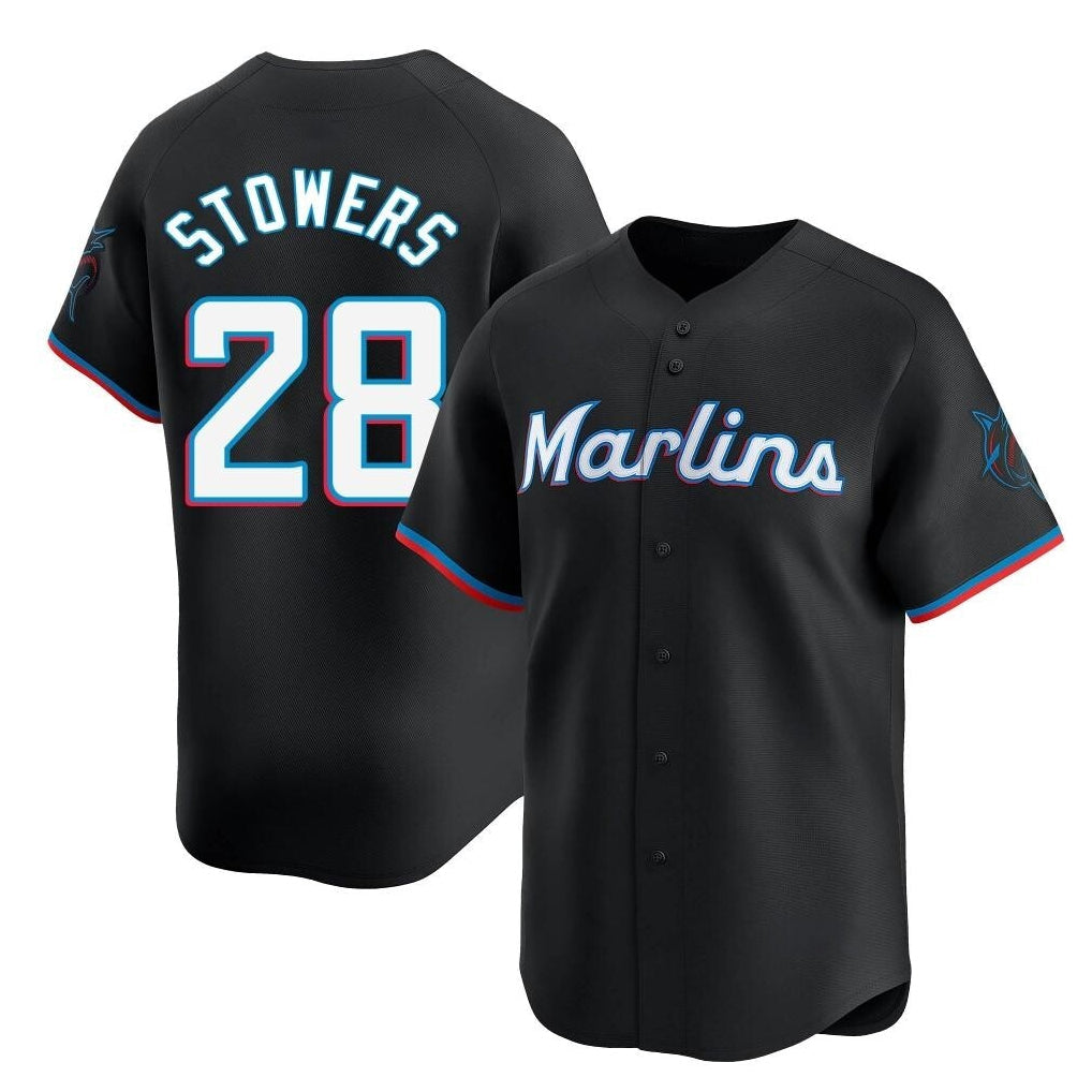 TRASK M.Marlins #28 Kyle Stowers Player Black Home Limited Stitched Jerseys