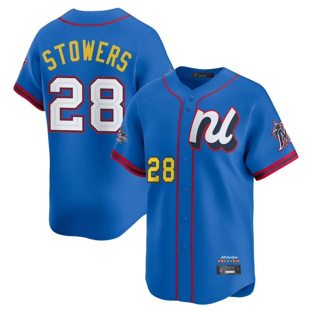 TRASK M.Marlins #28 Kyle Stowers Player Blue National League All-Star Game Limited Stitched Jerseys