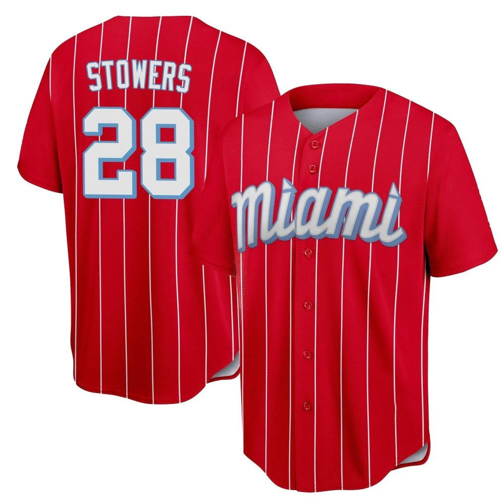 TRASK M.Marlins #28 Kyle Stowers Player Red City Connect Home Game Stitched Jerseys