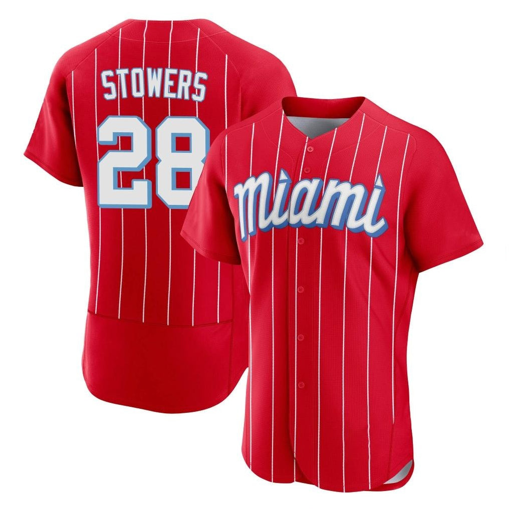 TRASK M.Marlins #28 Kyle Stowers Player Red City Connect Home Limited Elite Stitched Jerseys