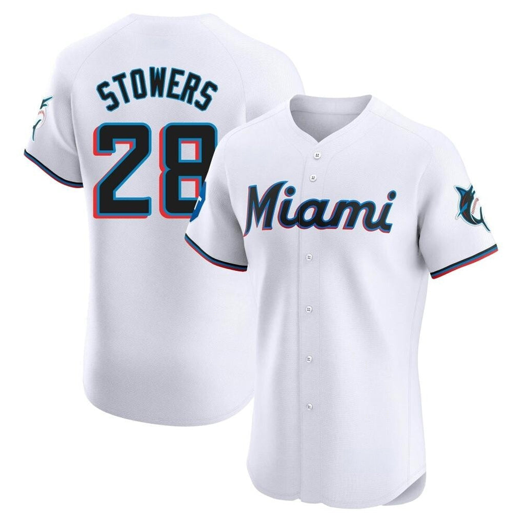 TRASK M.Marlins #28 Kyle Stowers Player White  Home Limited Elite Stitched Jerseys